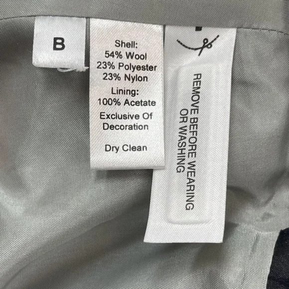 Ann Taylor Loft Size 10 Navy Blue Mesh Trim Jacket Blazer Wool Blend - Picture 4 of 7